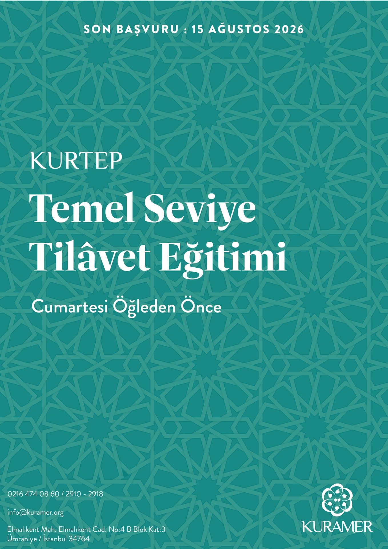 KURTEP 2026-2027 HAZIRLIK PROGRAMI "1. KUR: TEMEL SEVİYE TİLAVET EĞİTİMİ"  BAŞVURULARI BAŞLADI...