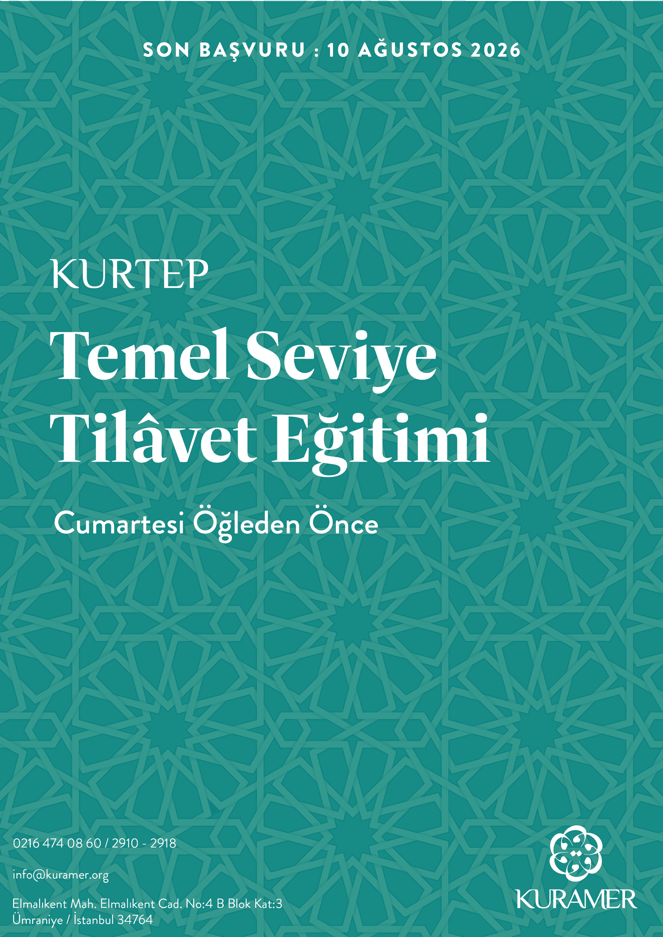 KURTEP 2026-2027 HAZIRLIK PROGRAMI "1. KUR: TEMEL SEVİYE TİLAVET EĞİTİMİ"  BAŞVURULARI BAŞLADI...